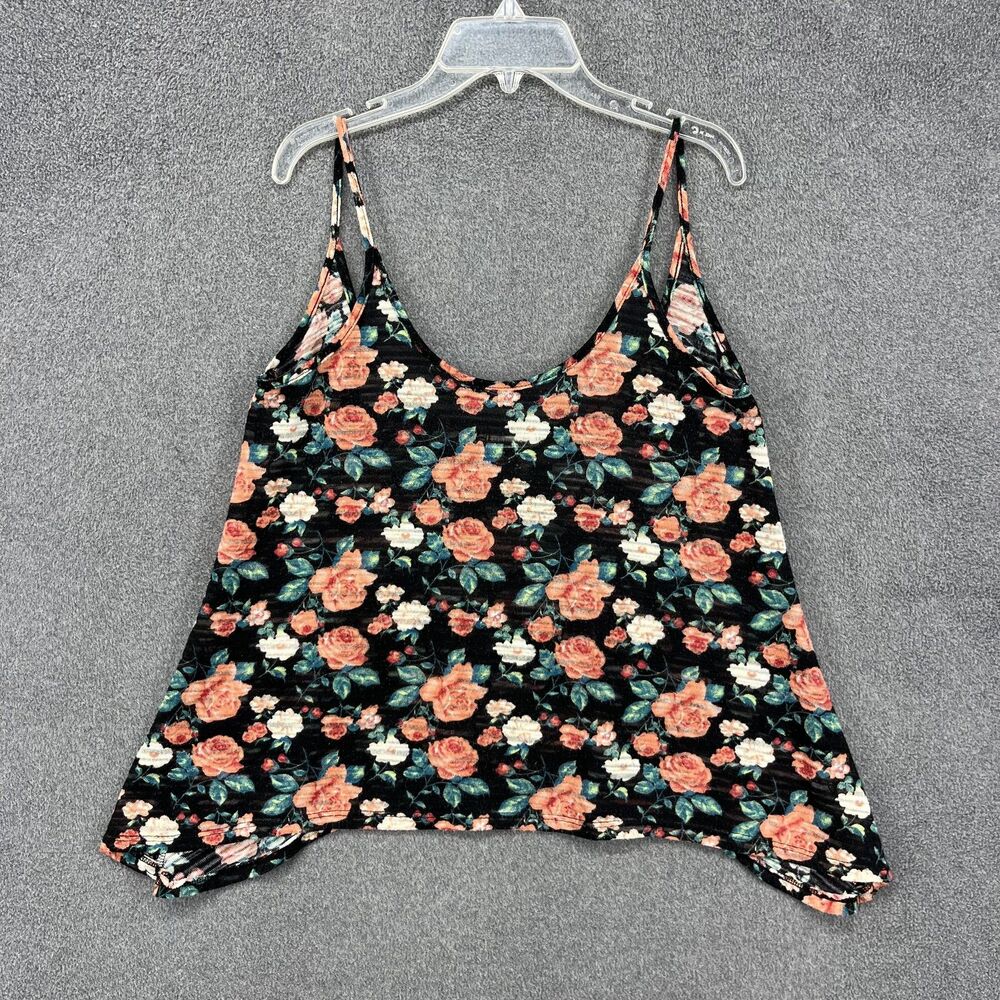 Soprano Tank Top Womens Small Black‎ Floral Rose Y2K Sleeveless Camisole USA
